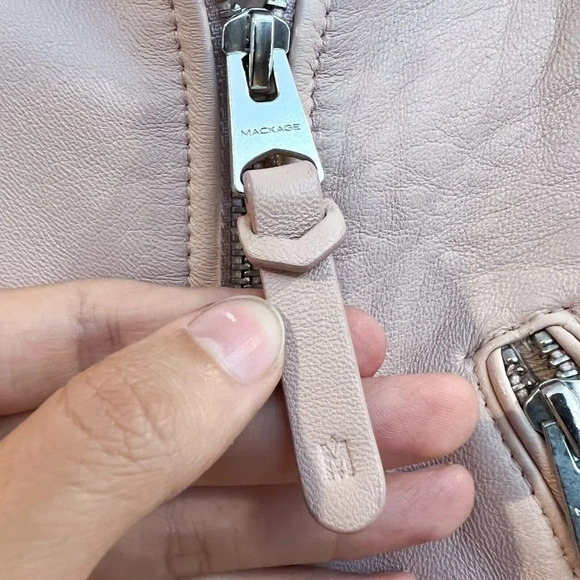 Mackage 100% Leather Light Pink Designer Motorcycle Designer Jacket XS - Picture 9 of 13